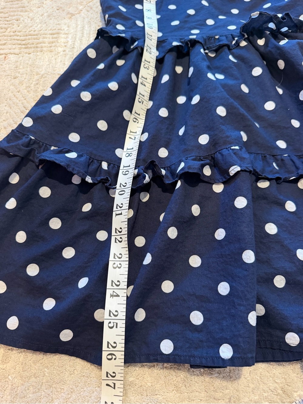 Janie and Jack Navy Blue Polka Dot Ruffle Tiered Dress Size 8 100% Cotton - Picture 9 of 9